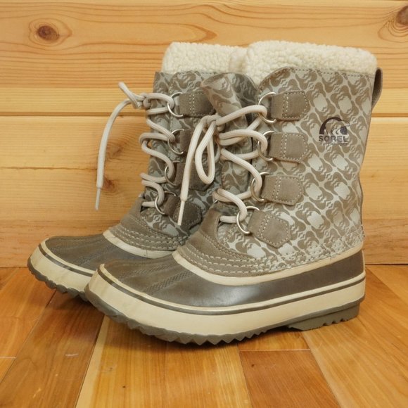 Sorel Taupe and Cream‎ Waterproof Boots with Removable Liners Size 5 - Picture 1 of 14